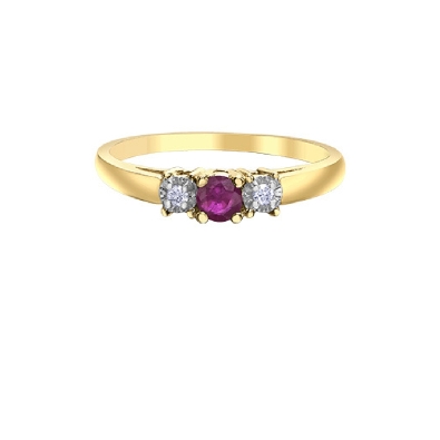 Ruby and Diamond Ring 0.04ctw
10KT Yellow Gold   