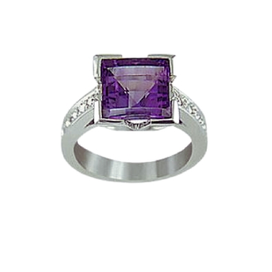 Amethyst Ring with Diamonds 0.15ctw
10KT White Gold 

This check...