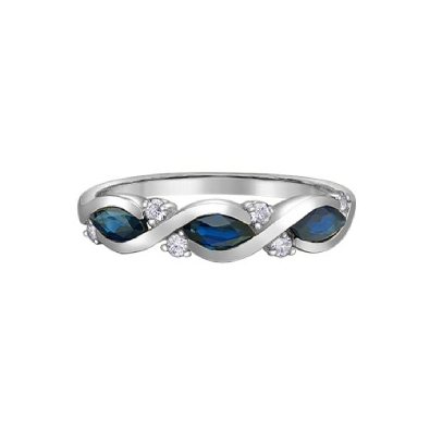 Sapphire and Diamond Band  0.09ctw
10KT White Gold

Sapphires 3x...
