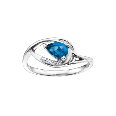 Pear-Shaped Blue Topaz and Diamond Ring 0.04ctw
10KT White Gold
...