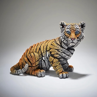 Tiger Cub Edge Sculpture. Hand-crafted and hand-painted.  