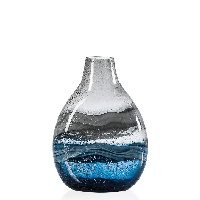 Andrea Swirl Glass 10.75h   Bulb Vase - Blue  