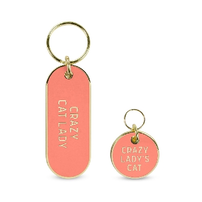   Crazy Cat Lady   and   Crazy Lady s Cat   Key Chain and Cat Tag  
