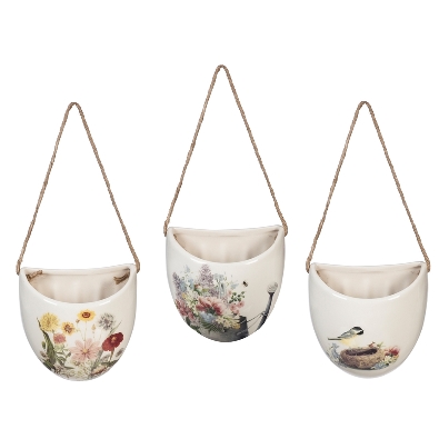 Ceramic Wall Planter; Choose from 3 Styles -  Bird in Nest; Floral ...
