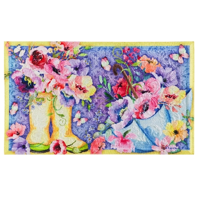 Floral Boots Embossed Floor Mat  