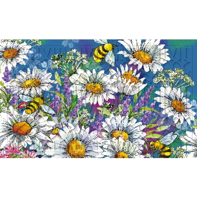 Watercolor Daisies Embossed Floor Mat  