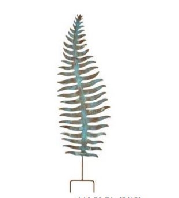 Rustic Blue Fern Garden Stake  