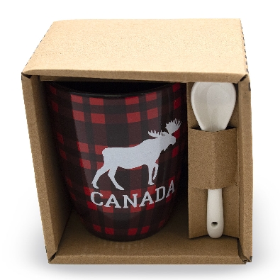   Canada   Buffalo Check Moose OR Bear Mug with Spoon  
