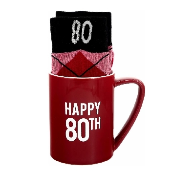 Happy 80th Mug & Sock Set  