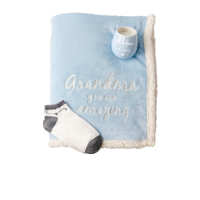 Grandma - 42   x 50   Sherpa Lined; Royal Plush Blanket Gift Set  