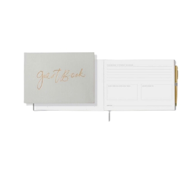 Guest Book With Pen

Vegan leather wrapped hardcover guest book w...