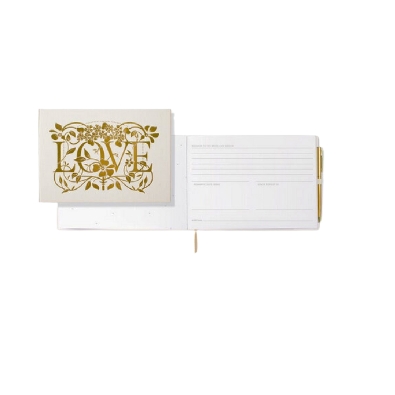   LOVE   Guest Book With Pen

Bookcloth wrapped hardcover guest b...