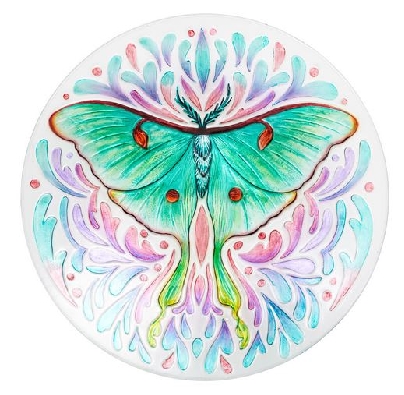 Luna Moth Glass Birdbath
18    