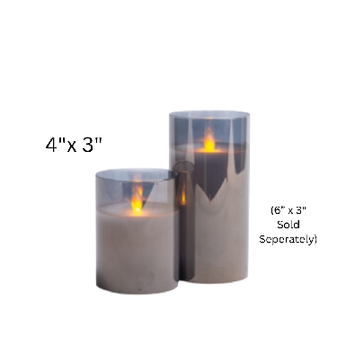 Flameless LED Candle in Smoked Grey Glass  4   x 3  

Clear trans...