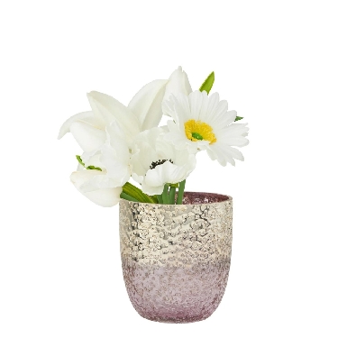 Pink Glass 4dx4.5h  Metallic Lustre Hurricane Vase

Ideal for a b...