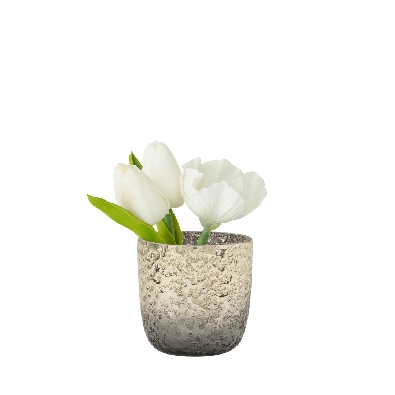 Bria Textured Smoke Glass 3dx3h  Metallic Lustre Hurricane Vase

...