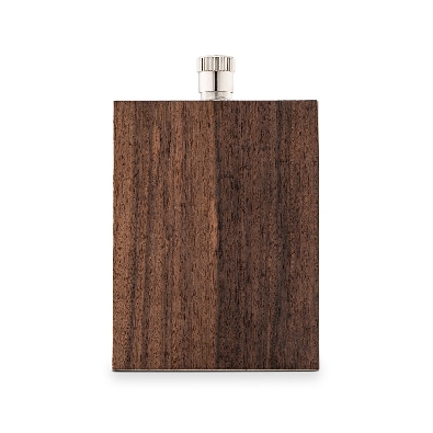 Rustic Wood Wrapped Stainless Steel Hip Flask  
