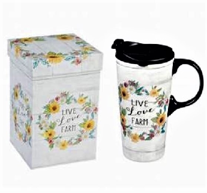   Live; Love; Farm    Ceramic Travel Cup  