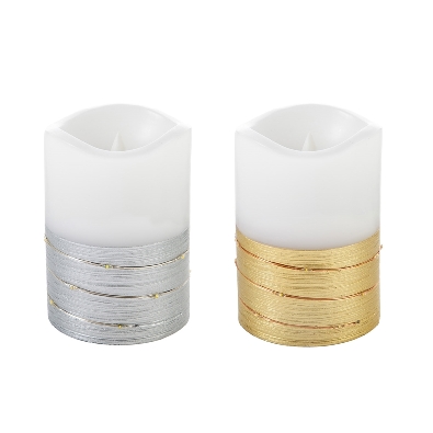 LED Half Metallic Swirl Flameless Candle with Timer Function in Sil...