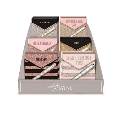 Matchbook Notepad with Pen Set in Glitter Colours  