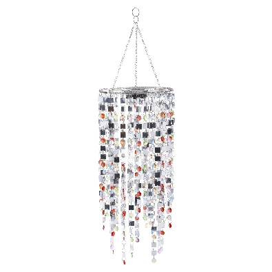 Silver and Multi-Colored Mirrored Outdoor Chandelier with Solar Lig...