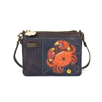 LaserCut Mini Crossbody
Crab/ Navy
Faux Leather
8  W x 6  H x 0....