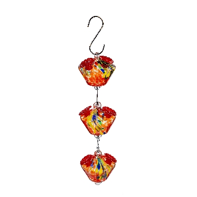 Art Glass Hanging Chained Hummingbird Feeder - Yellow &amp; Red

Invi...
