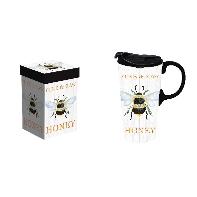 Bee Pure & Raw Honey Ceramic Travel Cup
w/ Gift Box
17oz.  