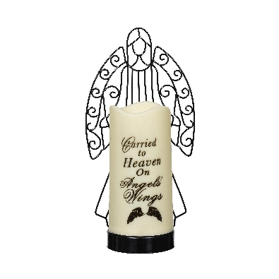 Angel LED Wax Candle w/ Metal Holder
  Carried to Heaven On Angels...