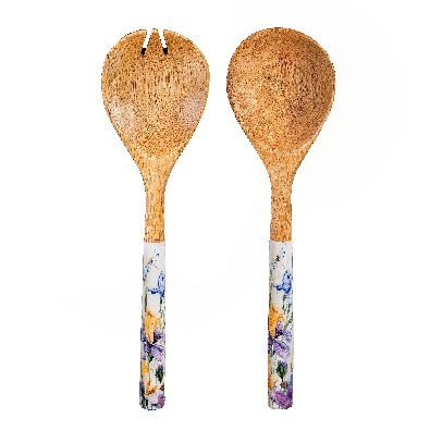 Golden Lilac Wood Salad Server Set  