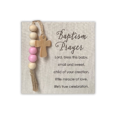Baptism Prayer Plaque 
w/ Pink Beads
6    