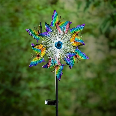 Solar Fiber Optic Butterfly Wind Spinner  