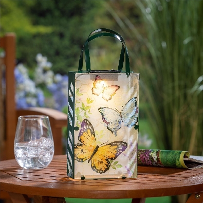Glass Butterfly Bag Solar Lantern from the Cottage Garden Collection  