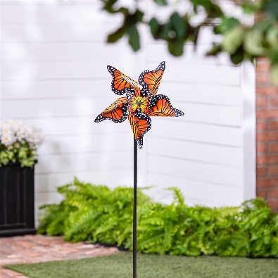 Monarch Butterfly Metal Wind Spinner 48  H  