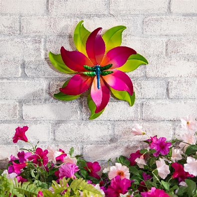 Metal Radiant Petals DragonFly Wall Spinner 13  D  