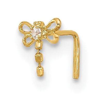 14kt Yellow Gold
Dragonfly Nose Stud w/ CZ
22 Gauge  