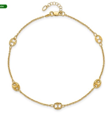 Leslie s  Anklet
Polished & Textured
10Kt Yellow Gold
10  +1    
