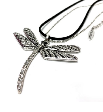 Jacqueline Kent 
Dragonfly Necklace

18&rdquo; BLACK CORD AND SILVER...