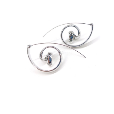 Swirl Earrings in Silver Tone  