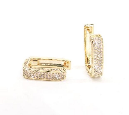 Jacqueline Kent 
Pave Hinged Square Hoop Earrings
20mmX15mm  