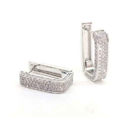 Jacqueline Kent 
Pave Hinged Square Hoop Earrings
Silver
20mmX15...