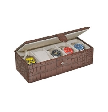 Brown Watch Box this brown leatherette watch box with beige colour ...