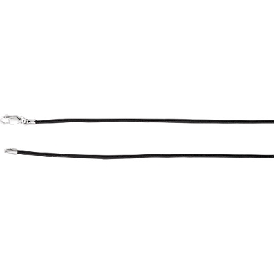 18   Leather Cord with Silver Lobster Clasp - Black  