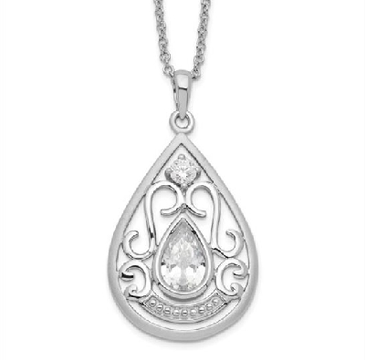 Sterling Silver Pendant with CZ
 In Loving Memory   