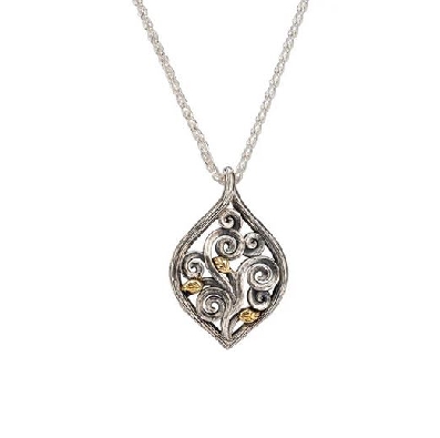 Keith Jack -   Tree Of Life  
Pendant
Oxidized Silver /10Kt Yello...