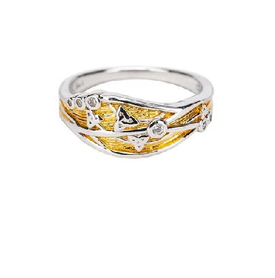 Keith Jack -   Celestial  
Ring
Silver &amp; 23Kt Yellow Gold Gilding...