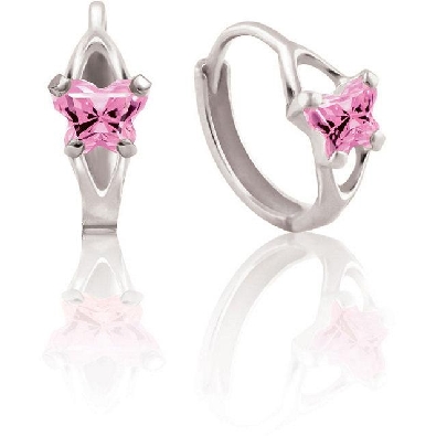 Silver Bfly Huggie Earrings  