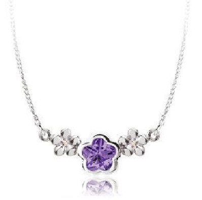 Silver BFlower Necklace w/Flower
Available in five colors: purple;...