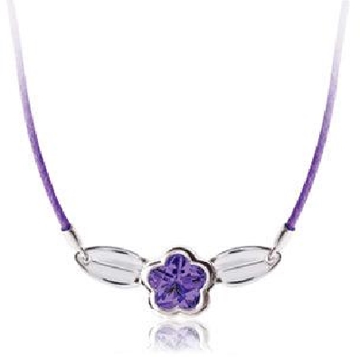 Silver BFlower Nylon Necklace w/Leaf
Available in five colors: pur...
