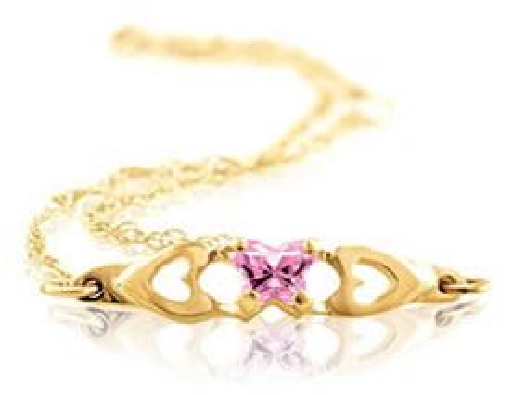 10KT YG BFly Bracelet
Available in all birthstone colours!  